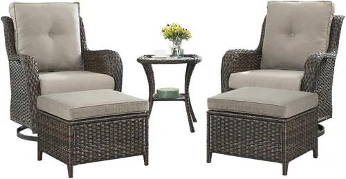 Miniatura 44 de Rilyson Mecedora de mimbre - Juego de 2 sillas mecedoras de mimbre para patio, sillas mecedoras de ratán para porche al aire libre, terraza, jardín
