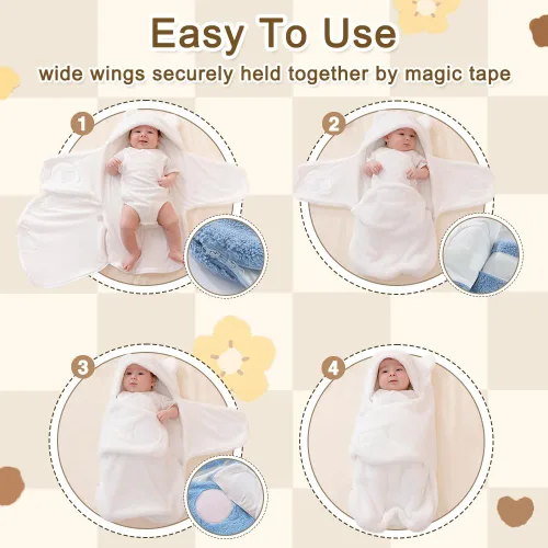 Miniatura 5 de AiWMGL Manta de Forro Polar para Bebé de Invierno 0-3 Meses Niños Niñas Envoltura Ajustable para Recién Nacido Suave y Cálida Saco de Dormir de Felpa