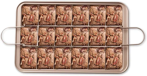 Sartén para brownie con divisores, moldes antiadherentes para cortar brownies, todos los bordes, bandeja de acero al carbono para hornear 18