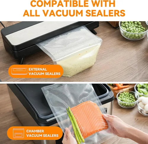 Miniatura 5 de Wevac Bolsas selladoras al vacío, 50 unidades (8 x 12 pulgadas), bolsas de almacenamiento de alimentos sin BPA, resistentes a pinchazos, seguras