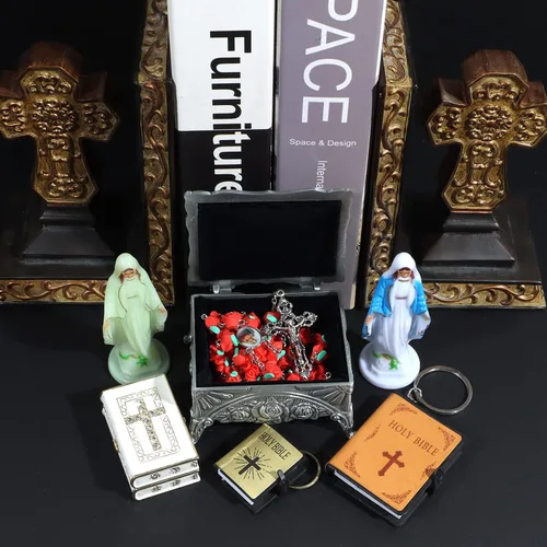Miniatura 4 de Rosario católico con joyero de metal, Metal, Sin gemas.