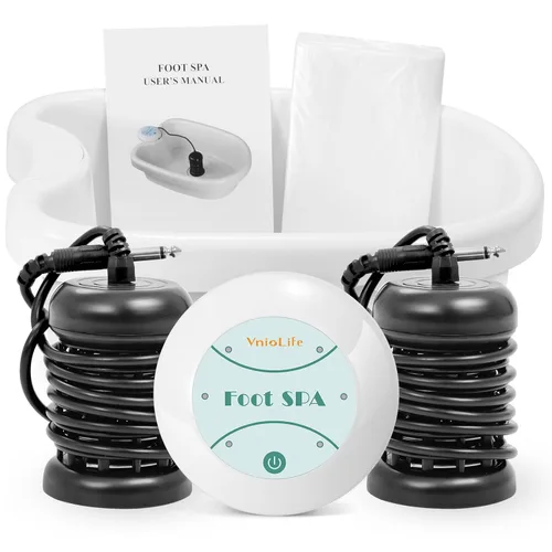 VnioLife Máquina de Baño de Pies Iónico Desintoxicante con Bolsa, Máquina Portátil de Desintoxicación de Pies, Spa Iónico de Pies con Limpieza