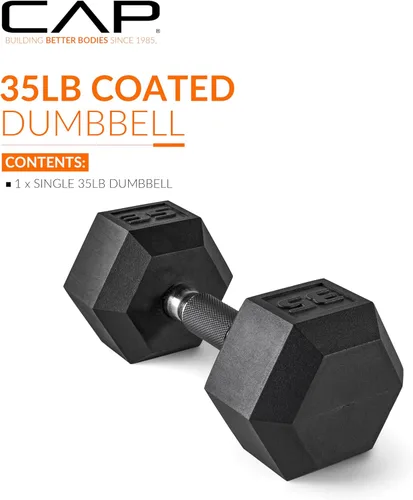 Miniatura 2 de CAP Barbell Peso de la mancuerna hexagonal recubierta, individual, 10-120 libras, múltiples opciones