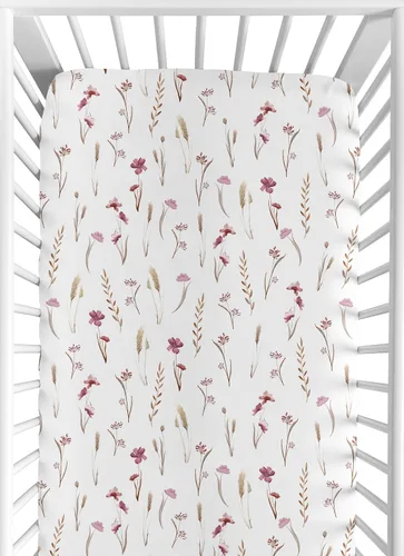 Sweet Jojo Designs Sábanas bajeras para cuna (jardín bohemio rosa floral) para niñas, guardería infantil, habitación de niños pequeños - Tamaño