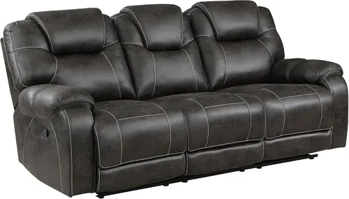Miniatura 5 de Lexicon Juego de muebles de sala de estar de 2 piezas, juego de sofá reclinable manual de microfibra pulida con reposabrazos superior de almohada