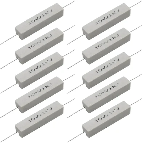 Miniatura 20 de 10 resistencias de cable de plomo axial de 10 W, 0.5 ohmios y 5 % – Resistencias de potencia de cemento cerámico fijas de heridas blancas