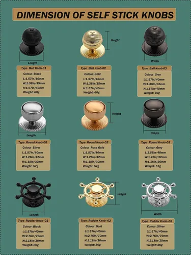Miniatura 6 de Perillas de metal autoadhesivas instantáneas para cajones de gabinetes, ayudantes con adhesivo, 2 unidades, juego de perillas para muebles, manijas