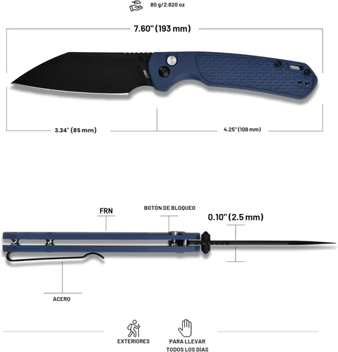 Miniatura 2 de CJRB Cuchillo de Bolsillo Pyrite-Light, Cuchillo Plegable con Hoja de Acero AR-RPM9 de 3.34'', Cuchillo de Bolsillo Pequeño con Clip de Bolsillo