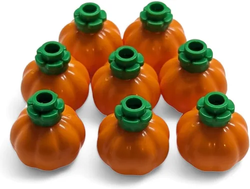 LEGO Accesorios - Calabazas naranjas con tallos verdes brillantes (paquete de 8) juguetes de construcción espeluznantes Jack-0-Lantern para mayores