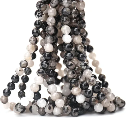 Miniatura 3 de 70 piezas de piedras preciosas curativas naturales de 8mm, piedra energética de cuarzo rutilado negro, cuentas sueltas redondas, cuentas de cristal