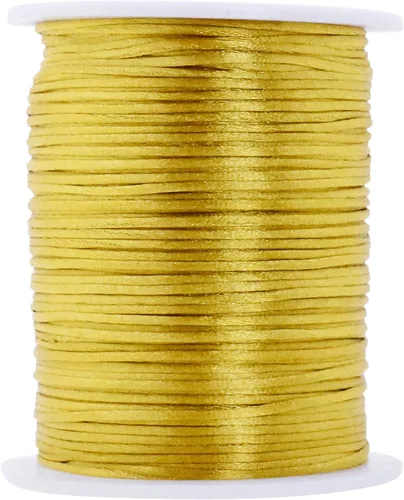 Miniatura 75 de Mandala Crafts Cordón de Satén de Nailon 2mm Cordón Rattail Champagne - 100 Yardas Cordón de Nailon Chino para Nudos Cordón de Seda Cola de Rata