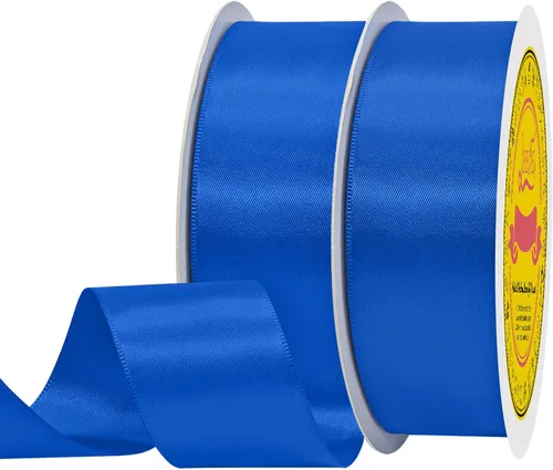 Miniatura 166 de Cinta de satén blanca antigua de doble cara de 1-1/2 pulgadas x 50 yardas, cinta de poliéster para envolver regalos, día de San Valentín, bodas