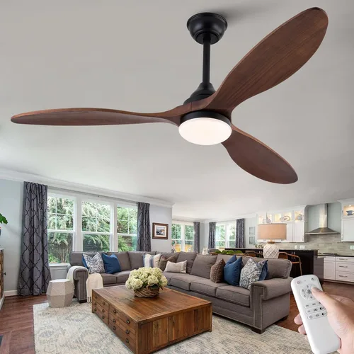 Miniatura 11 de Ventiladores de techo negros de 42 pulgadas con luces y control remoto, luz LED regulable, motor de CC silencioso reversible, función de memoria