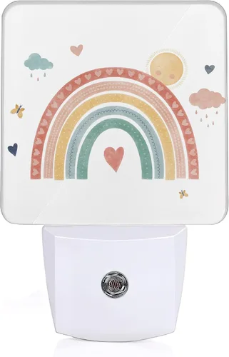 Luz nocturna de arco iris bohemio, luz nocturna enchufable, sensor de atardecer a amanecer, luces nocturnas para escaleras, pasillo, cocina,