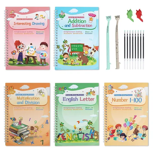 Miniatura 6 de Cuadernos de escritura mágica Libros de ejercicios de práctica de escritura Cuaderno de copia reutilizable con pluma mágica Diseño de plantilla