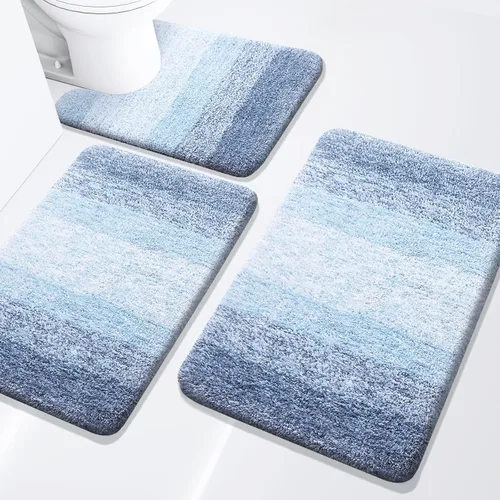 Miniatura 46 de Arotive - Juego de alfombras de baño de 3 piezas, alfombras de baño extra suaves y absorbentes, alfombrillas de baño lavables a máquina y que se