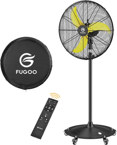 FUGOO 20" Pedestal Fan, BLDC 4000CFM, IP54 Waterproof, with Cover | Saves up to 80% energy and comes with a dedicated grill cover to keep the fan