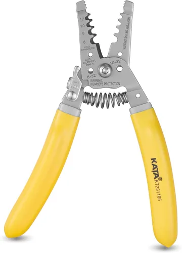 KATA Pelacables de 7 pulgadas, cortador de alambre, herramienta de pelado/corte para alambre trenzado de 6-12 AWG y corte de 8-32 tornillos,