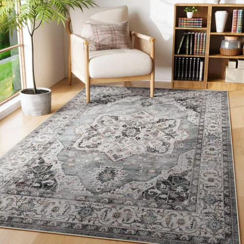 Miniatura 14 de Rugcomf Alfombra de pasillo de 2 x 6 pies, lavable, bohemio, suave, antideslizante, no desprende pelusa, lana sintética, estilo vintage para cocina