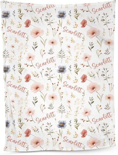 Miniatura 19 de NAZENTI Manta de bebé de elefante personalizada, manta de bebé niña personalizada con nombre y floral, regalo para niñas y niños, recién nacidos