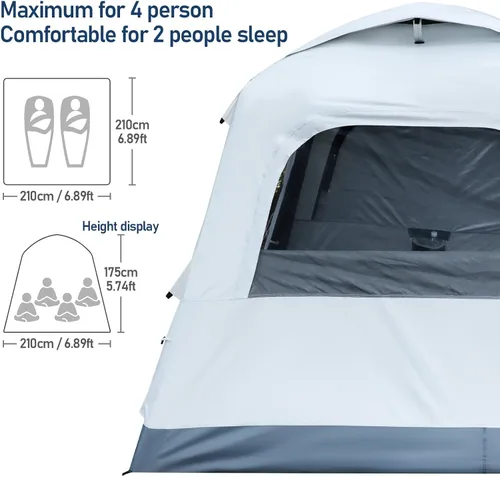 Miniatura 7 de Tienda de Campaña de Instalación Rápida, Tienda de Campaña Inflable Automática para Acampar, Fácil Instalación para 3-4 Personas Glamping al Aire