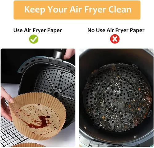Miniatura 6 de 100 forros de papel desechables para freidora de aire, forros de papel pergamino antiadherentes, protectores para freidora de aire, papel de hornear