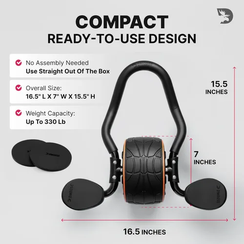 Miniatura 8 de DMoose Fitness - Rodillo para abdominales con soporte para codos y 2 almohadillas para rodillas - Entrenador de ejercicios abdominales para Negro