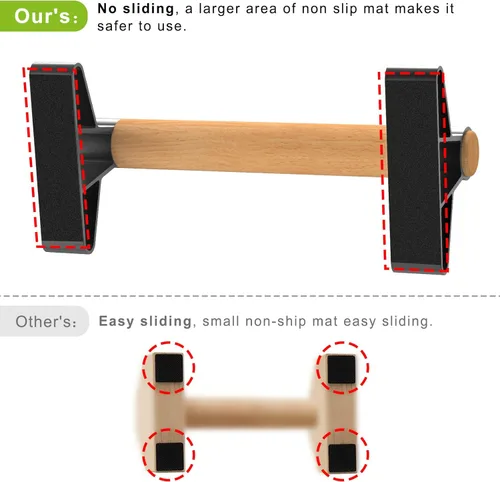 Miniatura 3 de SELEWARE Barras de empuje de madera, barras paraletas, barras antideslizantes para calistenia, fitness, entrenamientos de piso, madera maciza con A