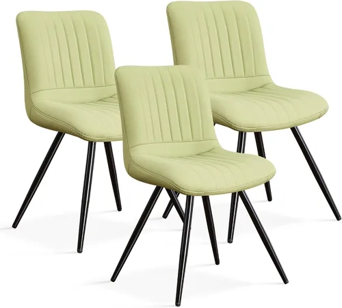 Miniatura 23 de Sillas de comedor, modernas sillas de comedor con cojines gruesos, sillas tapizadas de piel sintética para cocina, comedor con patas de metal
