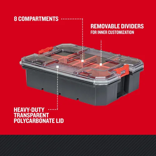 Miniatura 12 de CRAFTSMAN VERSASTACK Organizador de almacenamiento, organizador de piezas pequeñas, 8 compartimentos, tapa incluye pestillo seguro (CMST17827)
