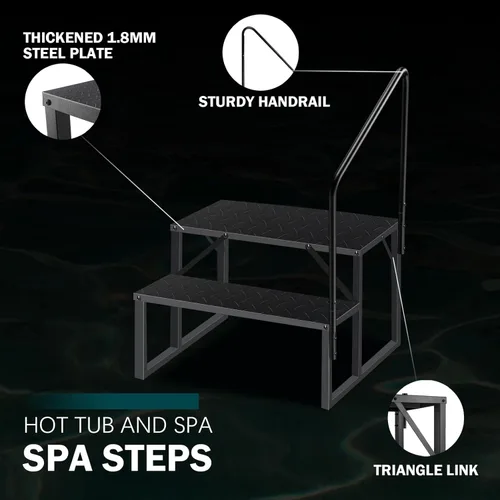 Miniatura 5 de Escalones de bañera de hidromasaje con pasamanos, accesorios inflables para bañera de hidromasaje para adultos, accesorios de bañera para spa