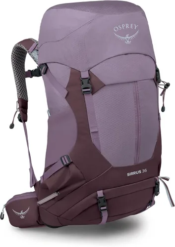 Miniatura 24 de Osprey Sirrus 24L Mochila de senderismo para mujer, Púrpura Elderberry/Chiru Tan