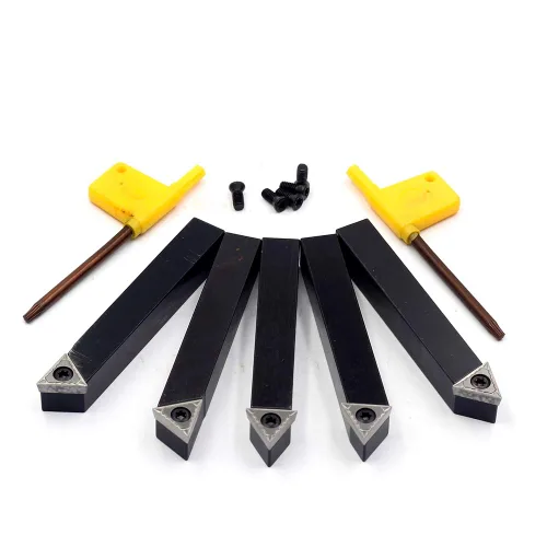 Miniatura 3 de OSCARBIDE 1/2 "Mini torno de carburo indexable portaherramientas de torneado 5 piezas/juego, herramientas de corte de torno de metal con insertos