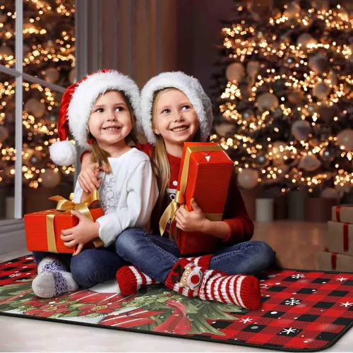 Miniatura 5 de 2 Piezas Alfombras y Tapetes de Cocina de Navidad para Piso con Base Antideslizante Tapete Feliz Navidad Decoración de Cocina Anti Fatiga
