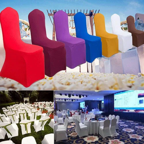 Miniatura 6 de Funda para silla de color sólido, funda elástica de elastano, para banquete de boda, fiesta, banquete, hotel, comedor, color blanco