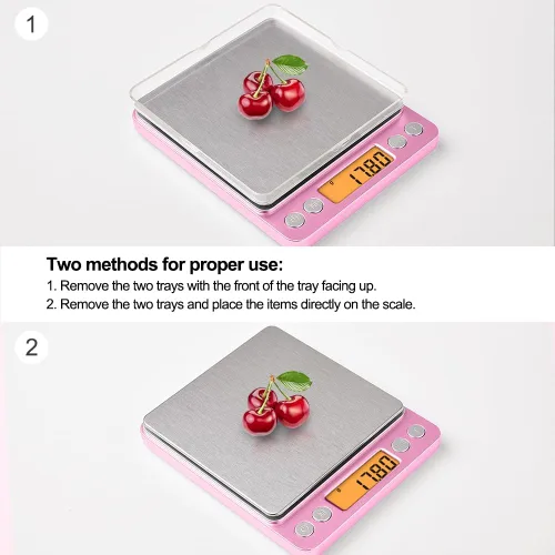 Miniatura 8 de Diyife - Báscula de alimentos de cocina de alta precisión de 0.00 oz, báscula digital portátil de 17.64 oz con pantalla LCD, tare, báscula Rosa