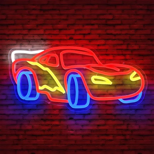 Señal de Neón de Coche para Decoración de Pared, Señal de Neón de Carreras Regulable, Luz de Neón LED, Señales de Neón de Coche, Luz de Señal de