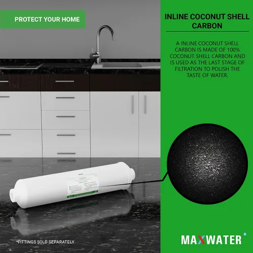 Miniatura 5 de Reemplazo del filtro de agua de carbón postactivado – Filtro en línea de 5 micras – Filtro de carbono en línea de 10 pulgadas – Bajo fregadero