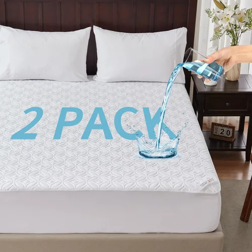 Miniatura 10 de BEDLORE Paquete de 2 protectores de colchón impermeables, tamaño individual con bolsillo profundo de 6 a 15 pulgadas de profundidad, funda