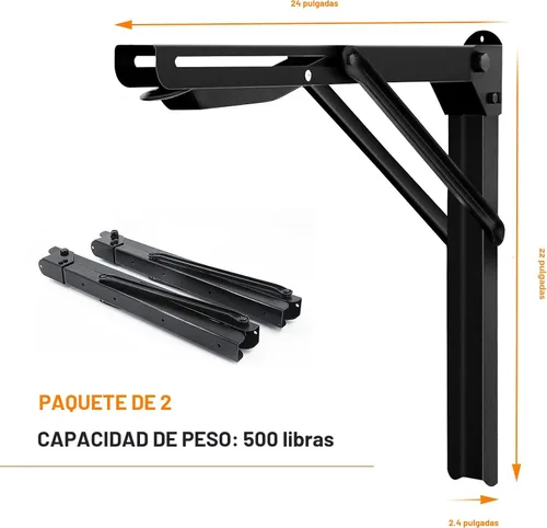 Miniatura 2 de Wallmaster Soportes plegables para estantes de 24 pulgadas, para garaje, acero resistente, carga máxima, 500 libras, flotante, montaje en pared