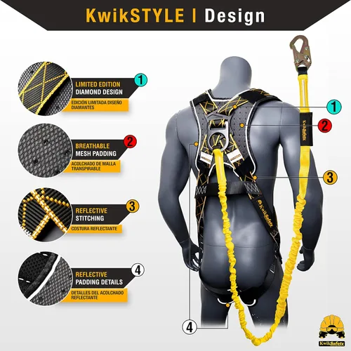 Miniatura 2 de KwikSafety - SCORPION Safety Harness [w/Attached 6ft Lanyard] Safety Harness Fall Protection Kit ANSI OSHA Premium