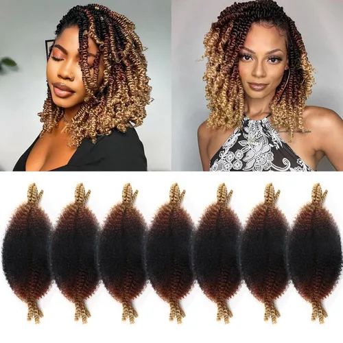 Miniatura 45 de 3 paquetes de cabello trenzado Marley Twist de 8 pulgadas, cabello afro twist elástico preseparado para rastas suaves de imitación, cabello