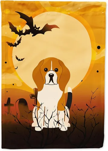 Miniatura 121 de Caroline's Treasures BB4307GF - Bandera de Halloween Airedale para jardín, bandera decorativa para patio exterior, obras de arte de patio, macizos