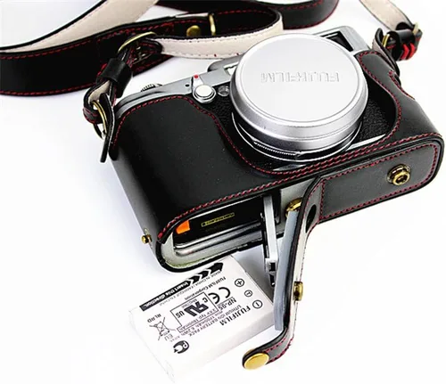 Miniatura 8 de Funda X100, hecha a mano de piel sintética para cámara de cuerpo completo para Fujifilm Fuji X100 X100S X100T versión de apertura inferior + correa
