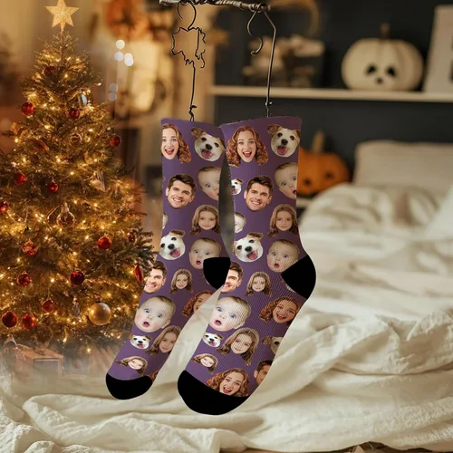 Miniatura 64 de Artsadd Calcetines personalizados para mujeres y hombres, amantes de los perros y gatos, regalos divertidos unisex personalizados