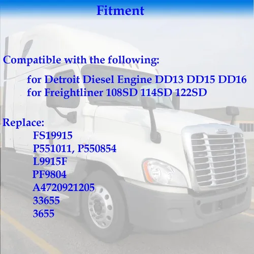 Miniatura 5 de Filtro de combustible y separador de agua FS19915 compatible con motor diesel Detroit DD13 DD15 DD16 Freightliner 108SD 114SD 122SD Reemplazo