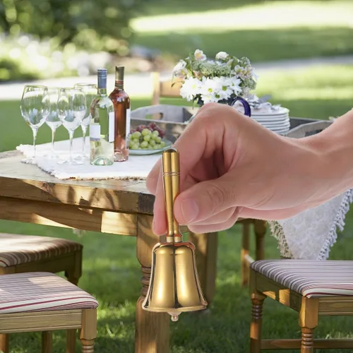 Miniatura 2 de Campana de Mano de Latón Sólido Pequeña y Muy Fuerte para Tocar en Bodas, Campanas de Mano para Personas Mayores al Lado de la Cama, Campana