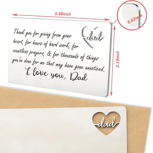 Miniatura 7 de YODOCAMP Tarjeta de billetera con texto en inglés "Thank You Dad", tarjeta de cartera grabada para mi papá de hija e hijo, cumpleaños, día