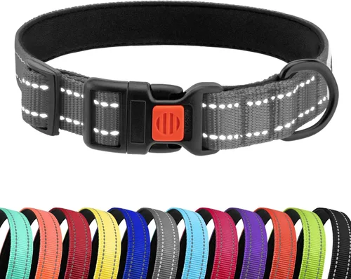 Miniatura 33 de CollarDirect Collar reflectante para perro o cachorro pequeño, mediano y grande con hebilla de liberación rápida, para machos y hembras, nailon Rojo