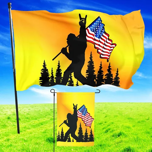 Miniatura 7 de Divertida bandera azul de pie grande con impresión de doble cara de 3 x 5 pies y banderas de jardín de 3 capas de 12 x 18 pulgadas, banderas